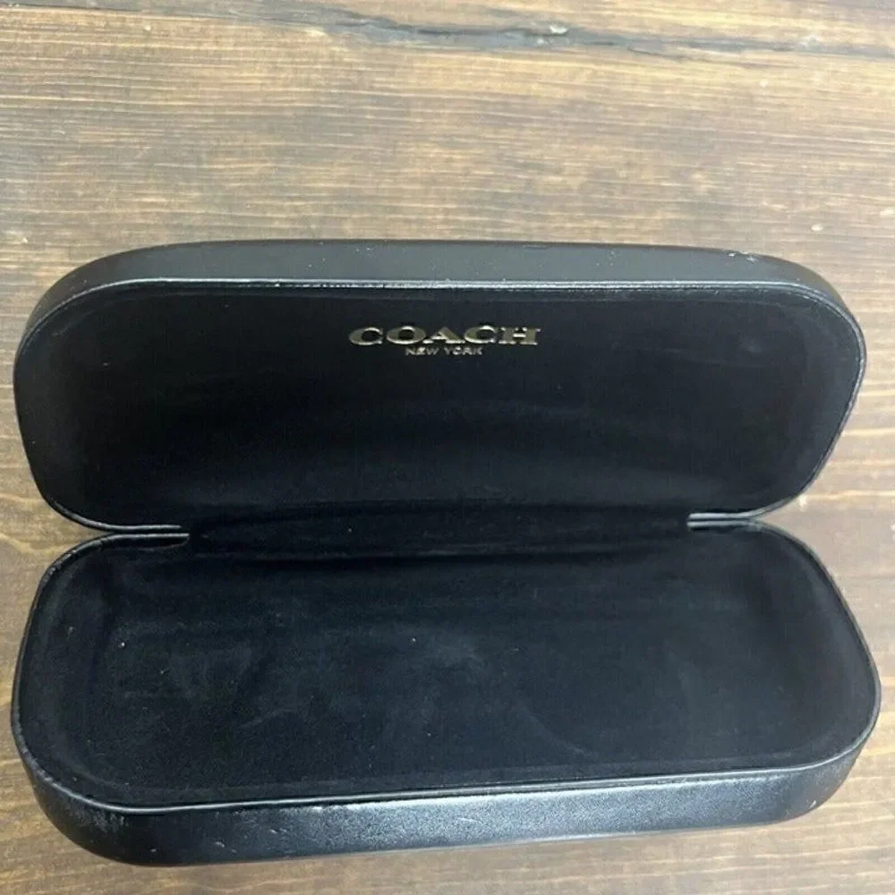 Coach New York Black Leather Hard Clamshell EyeGlass Case Holder Sunglasses